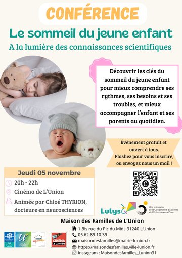 Conférence de Chloé Thyrion : 🌙 Le sommeil du jeune enfant - Jeudi 5 novembre