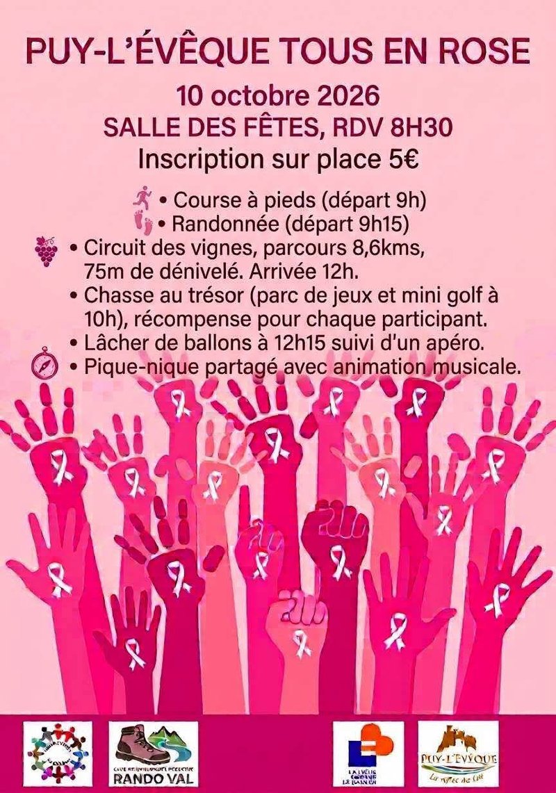 Octobre rose à Puy-l'Evêque : randonnée et chasse au trésor