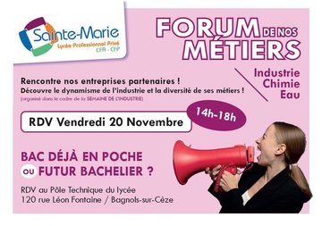 FORUM DES MÉTIERS - découvrez nos formations et rencontrez nos entreprises partenaires