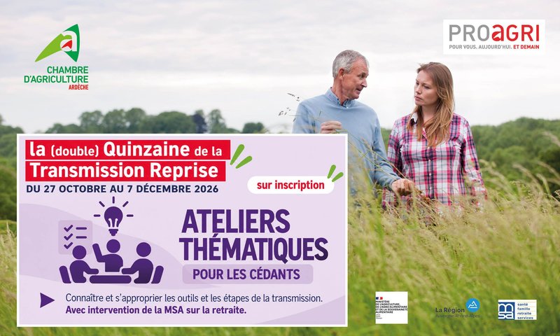 LA (DOUBLE) QUINZAINE DE LA TRANSMISSION : Atelier thématique le 12 novembre 2026