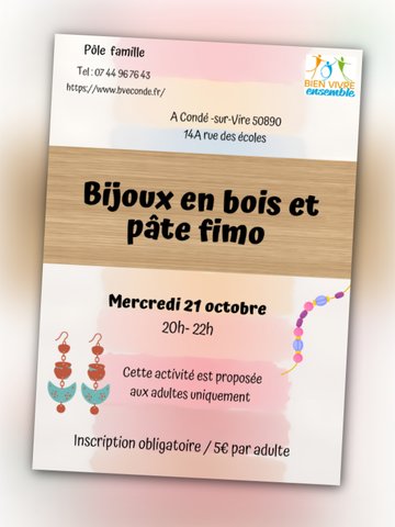 Atelier bijoux en bois et pâte fimo