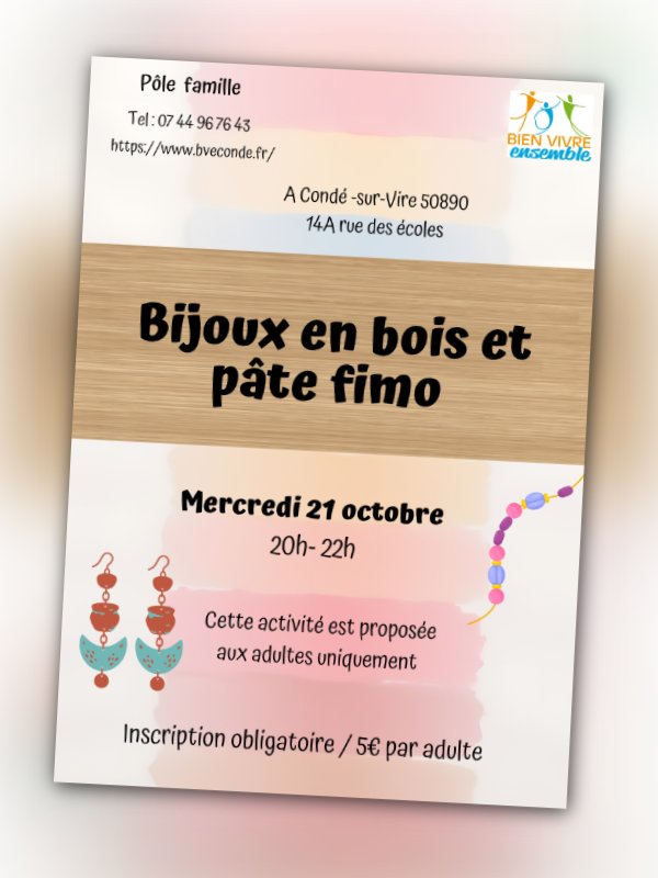 Atelier bijoux en bois et pâte fimo