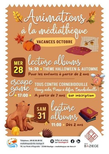 Animations d'automne à la Médiathèque de Baziège