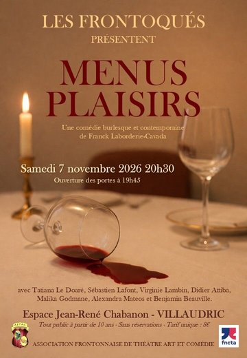Théâtre à Villaudric : "Menus Plaisirs" le samedi 7 novembre à 20h30