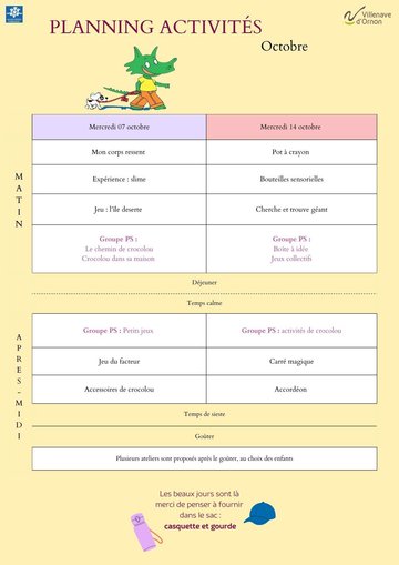 Programme Octobre