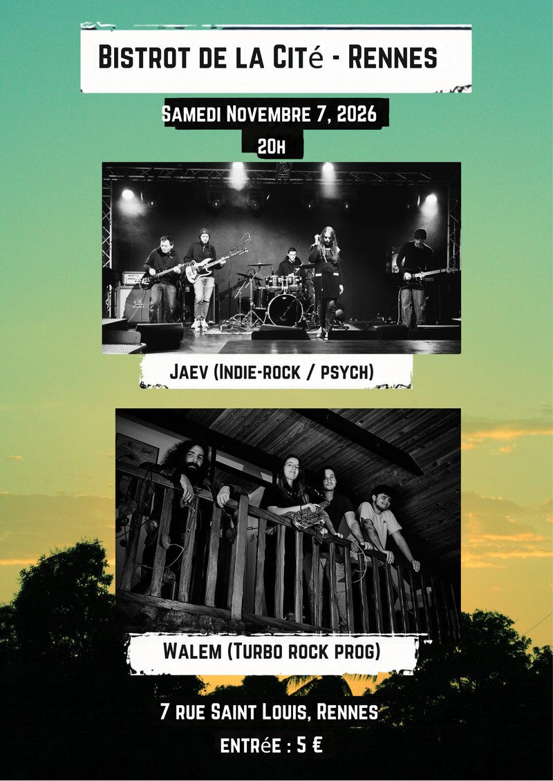 JAEV (rock-Indie) et WaleM (rock-prog) - une soirée de 2 groupes