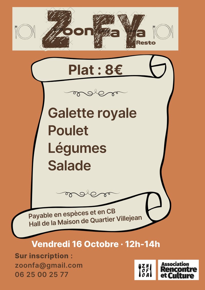 Cantine Zoonfa’Ya :  Repas les vendredis midis