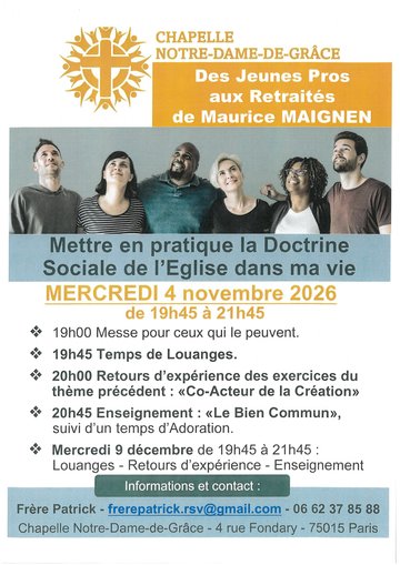 Formation Jeunes Pro aux Retraités à ND de Grâce de Grenelle 75015 le 04/11/2026