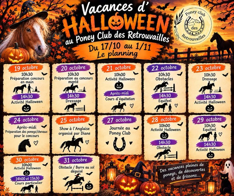 Vacances d'Halloween au Poney Club des retrouvailles