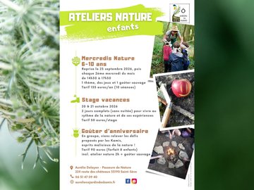 Programme des ateliers et stages d'Ô Jardin des Kamis