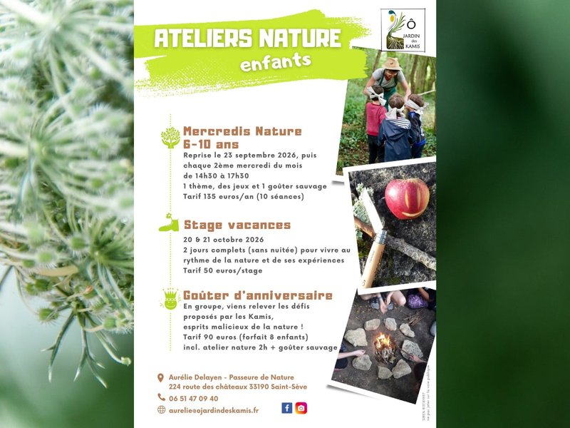 Programme des ateliers et stages d'Ô Jardin des Kamis