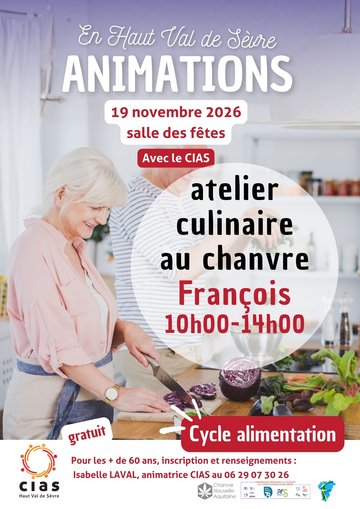 ANIMATIONS + de 60 ans : Atelier cuisine Chanvre Aquitaine