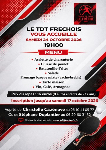 Repas du tennis de table