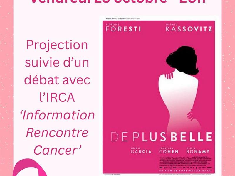 Ciné débat octobre rose "de plus belle" avec L'IRCa