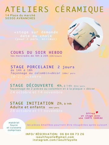 Stage initiation céramique
