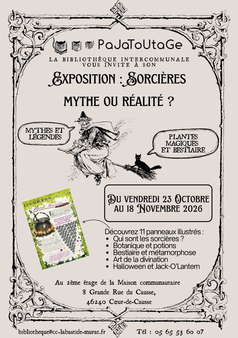 Expo à la bibliothèque Pajatoutage : Sorcières, mythe ou réalité ?