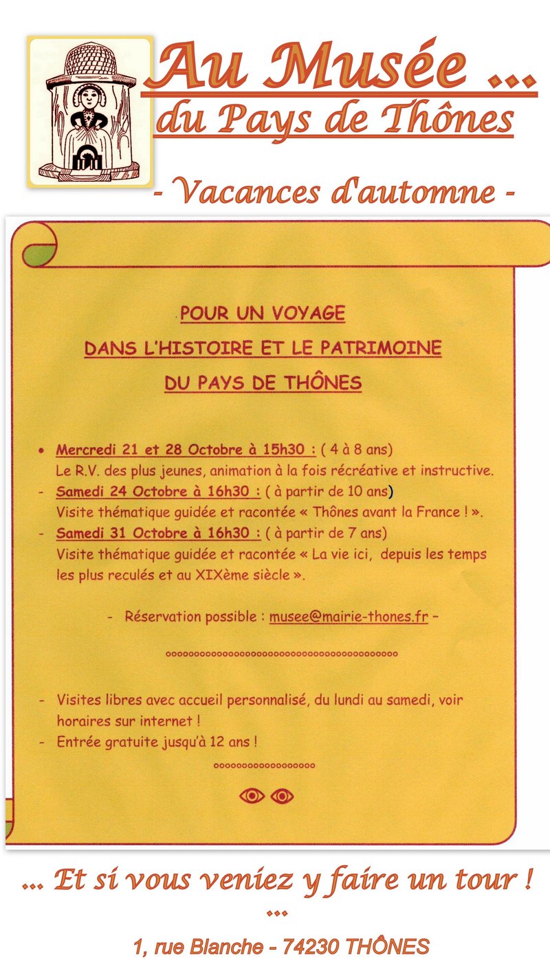 Au Musée Patrimonial du Pays de Thônes pendant ces vacances d'automne 2026 !