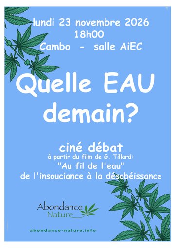 Ciné-débat : thème "L'eau potable, de l'insouciance à la désobéissance"