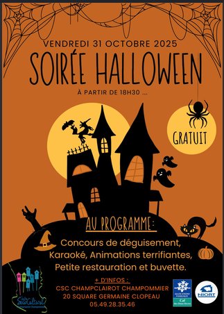 Soirée Halloween au Csc de Champommier-Champclairot à Niort