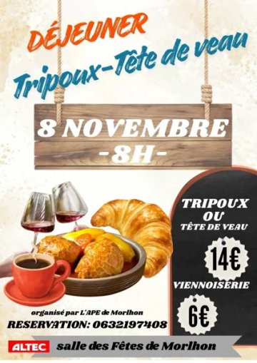 Déjeuner aux tripoux et tête de veau de l'APE de Morlhon-le-Haut