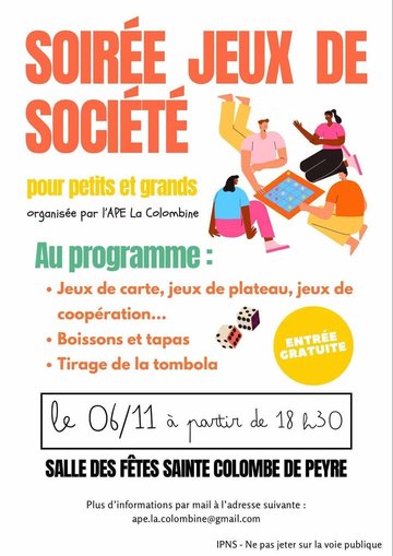 SOIRÉE JEUX DE SOCIÉTÉ