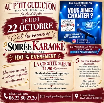 Soirée Karaoké Au P'tit Gueul'ton