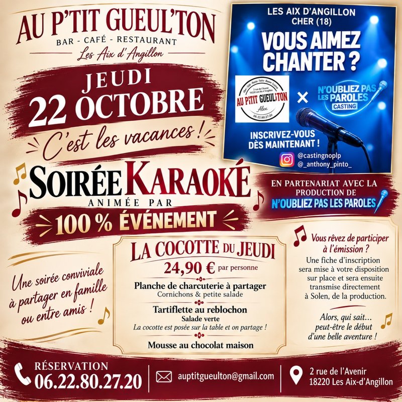 Soirée Karaoké Au P'tit Gueul'ton