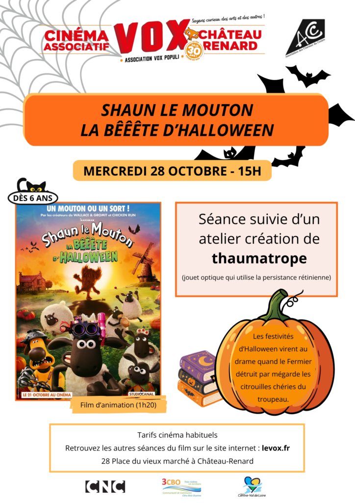 Projection du film d'animation : SHAUN le mouton - la bêêête d'Halloween