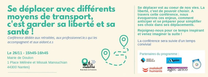 Conférence : Se déplacer avec différents moyens de transport, c'est garder sa liberté et sa santé !