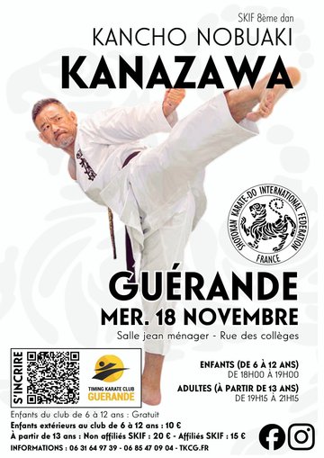 Stage de karaté avec Kancho Nobuaki Kanazawa (SKIF 8e dan) à Guérande