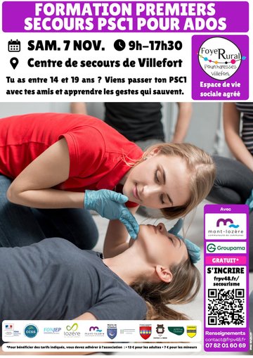 FORMATION PREMIERS SECOURS PSC1 POUR ADOS