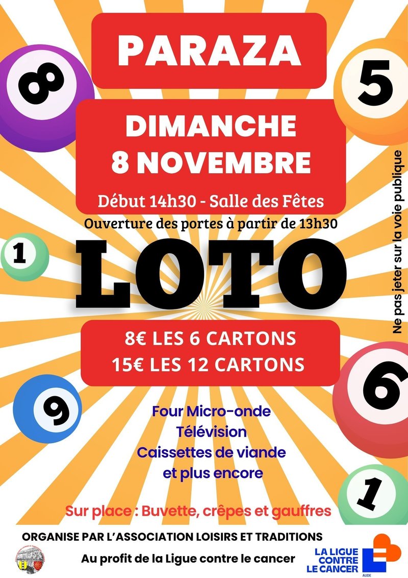 Loto PAraza faveur Ligue contre le Cancer