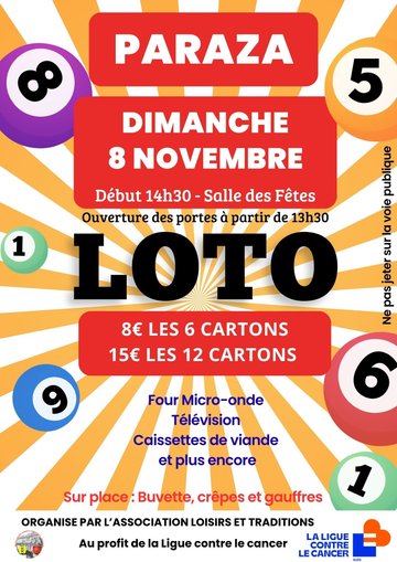 Loto PAraza faveur Ligue contre le Cancer