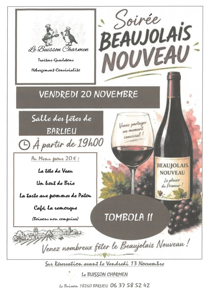 Soirée BEAUJOLAIS NOUVEAU