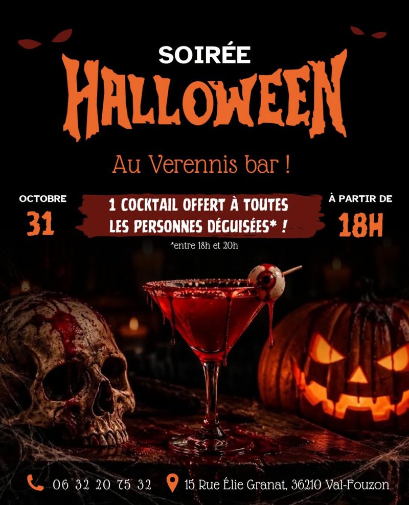 Soirée Halloween au restaurant Le Verennis