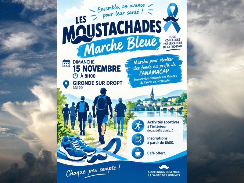 Les moustachades marche bleue