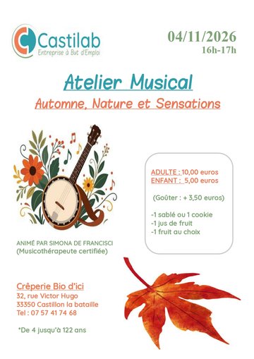 Atelier musical : "Automne, nature et sensations" à Bio d'Ici