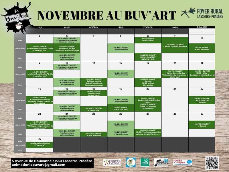 NOVEMBRE au BUV'ART