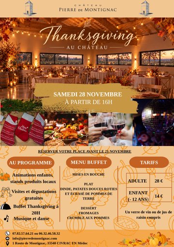 Soirée Thanksgiving au Château Pierre de Montignac