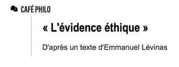 Café Philo : « L'évidence éthique »