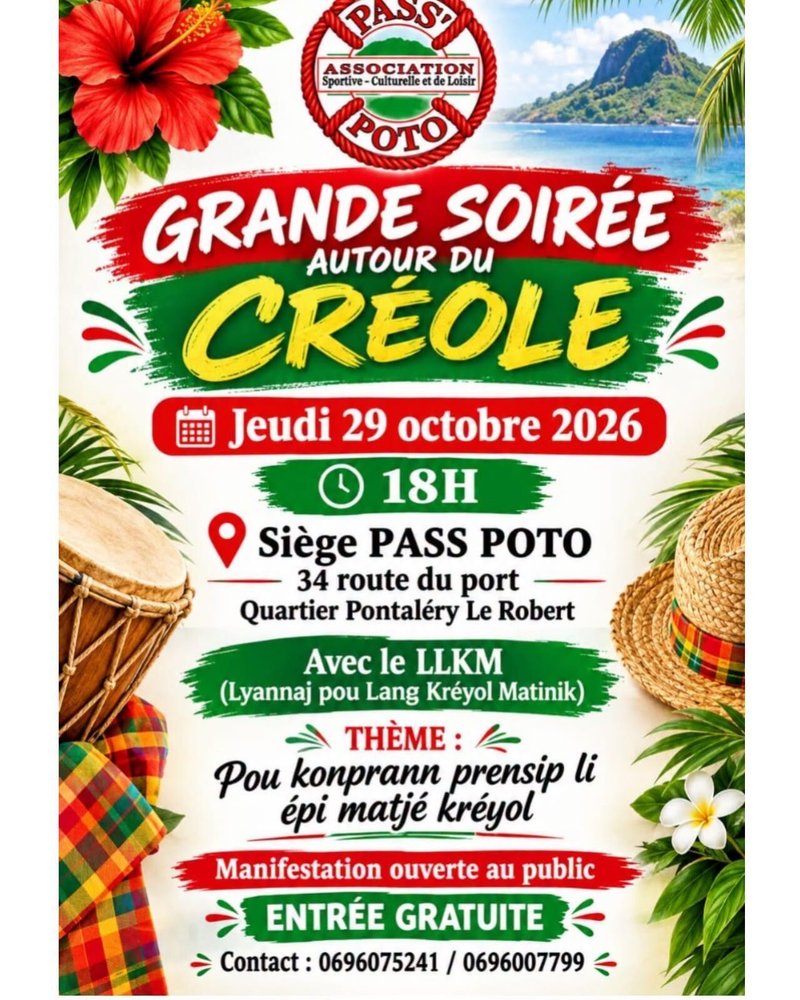 GRANDE SOIRÉE AUTOUR DU CRÉOLE Thème : "Pou konprann prensip li épi matjé kréyol "