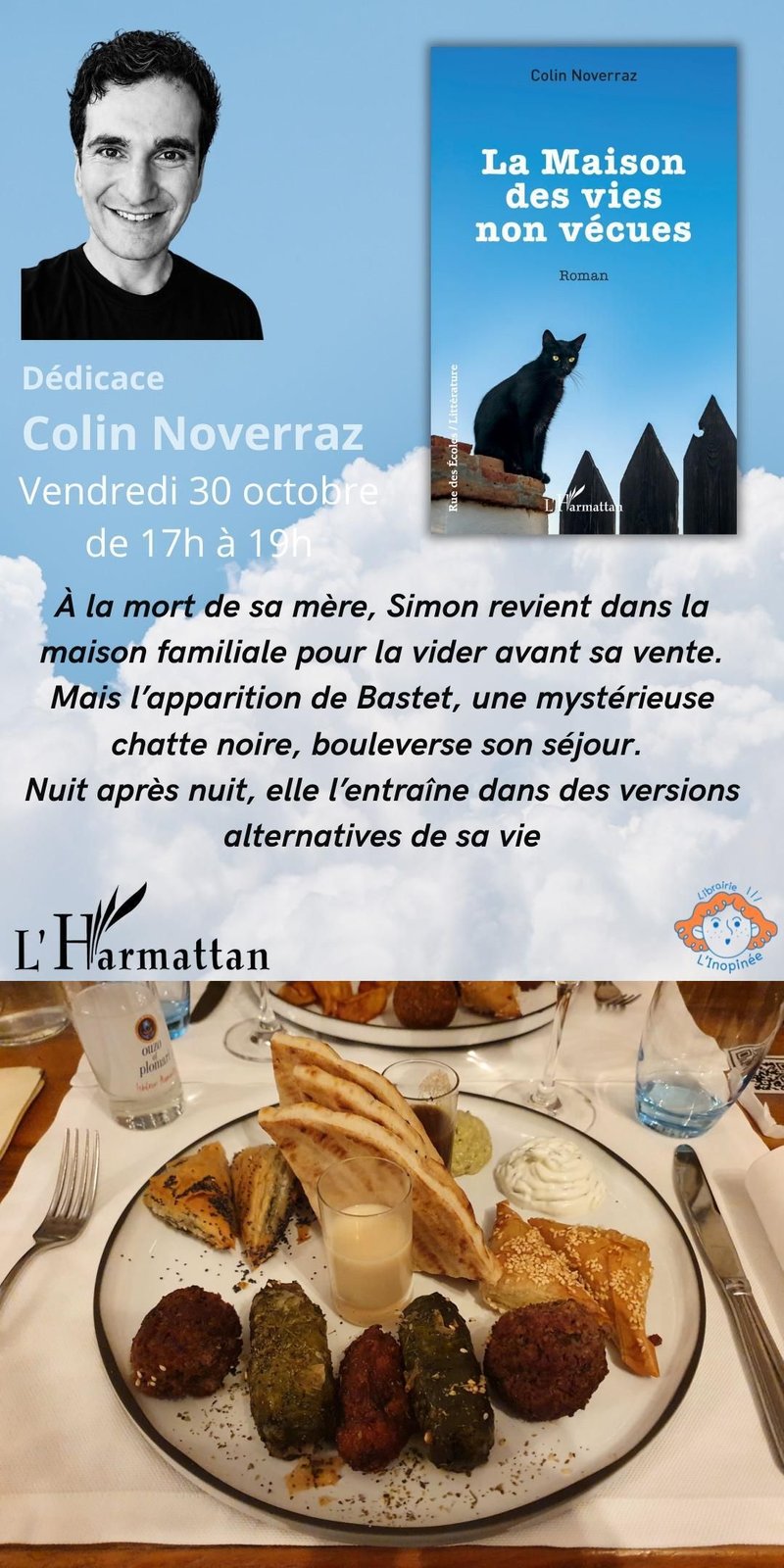 Lausanne Librairie L'Inopéinée - Dédicace du livre La Maison des vies non vécues, de Colin Noverraz