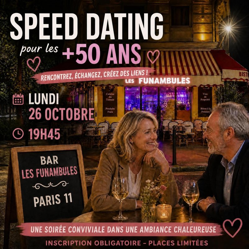 Speed dating ✨ Célibataires + 50 ans