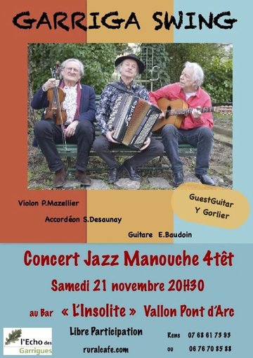 Jazz Manouche GARRIGA SWING Sam 21 novembre