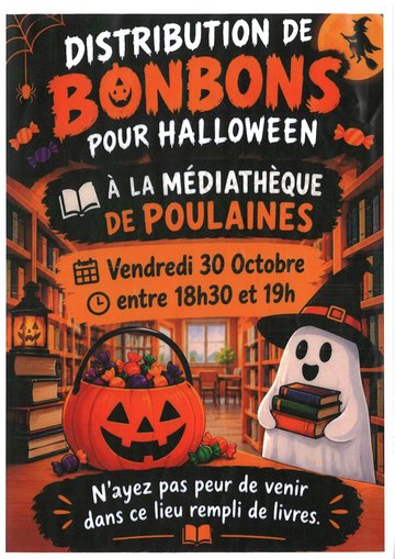 Distribution de bonbons par la médiathèque de Poulaines