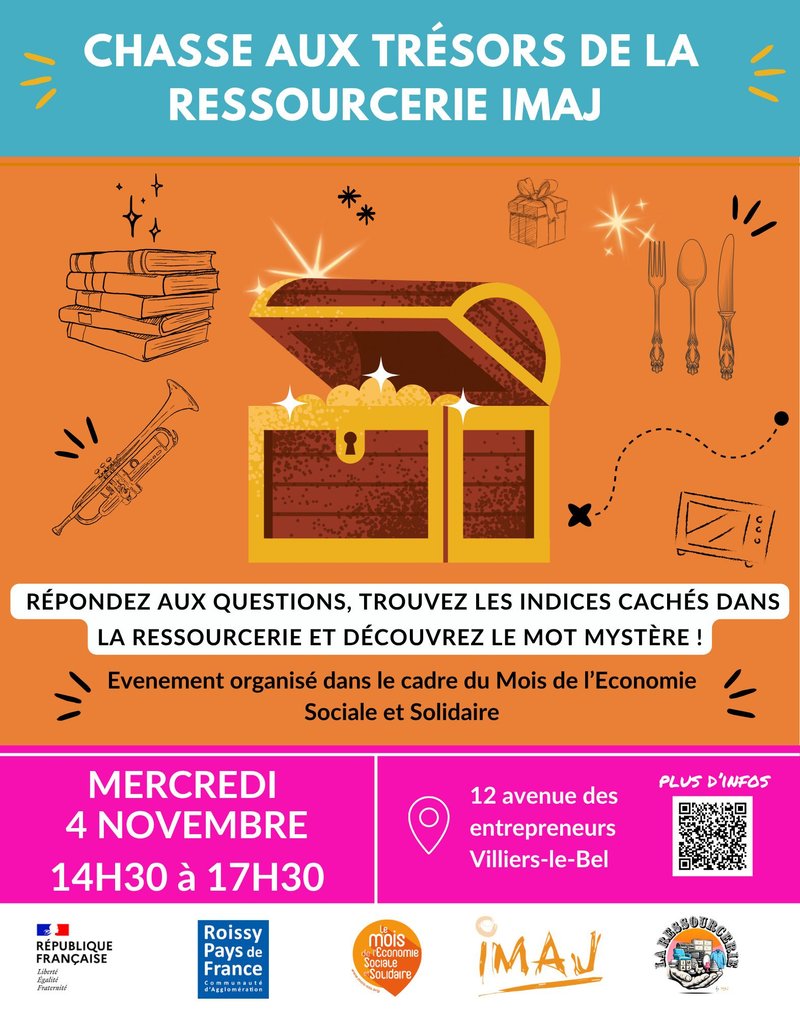 Chasse aux trésors à la Ressourcerie IMAJ - Mercredi 4 novembre 2026 -MOIS ESS 2026