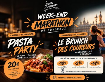 Marathon de Bordeaux 2026 : Pasta Party et brunch des coureurs au Sans Pression !