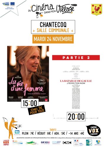 Du cinéma dans mon village : "La Vie d'une femme" & “La Bataille de Gaulle - Partie 2" à 20h