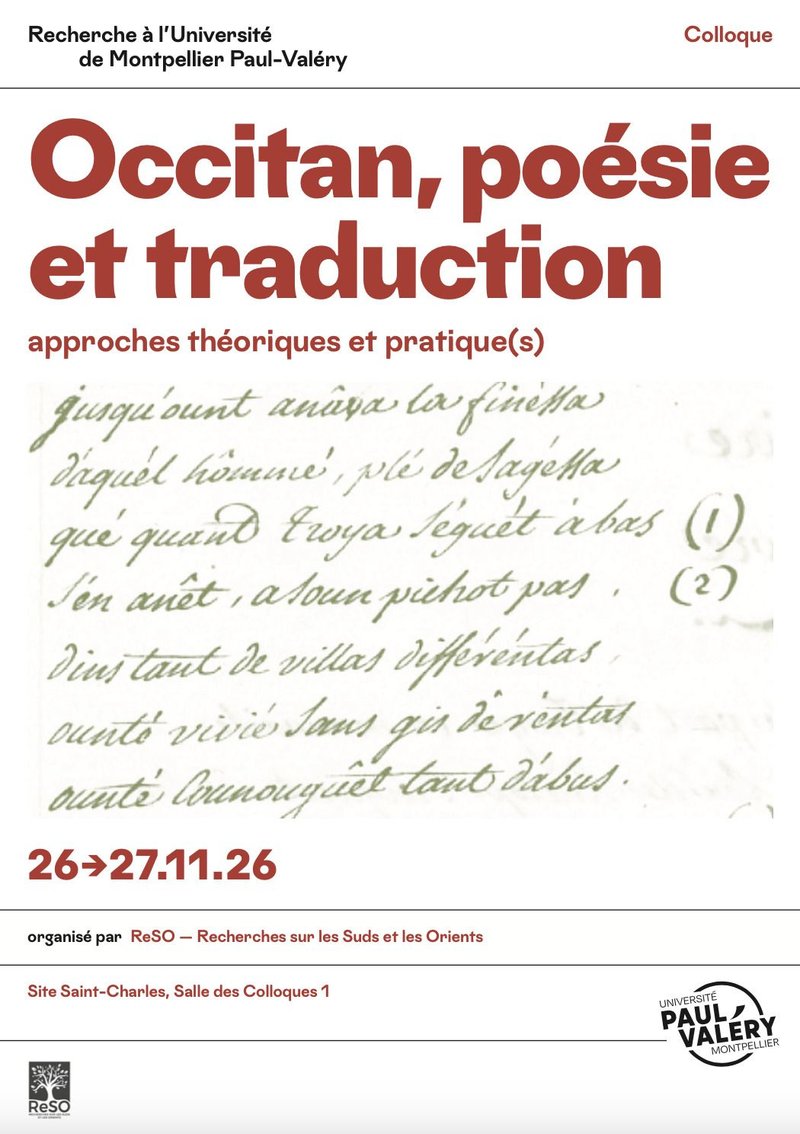 Colloque "Occitan, poésie et traduction"