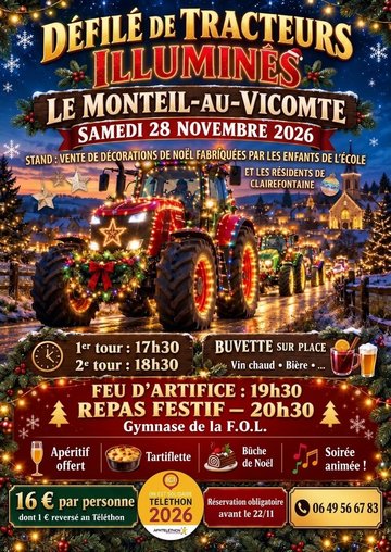 Défilé de tracteurs illuminés